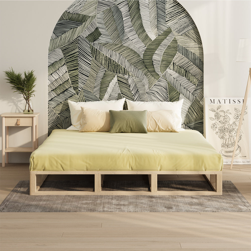 Wooden Bed Frame King Size Cage-like Base