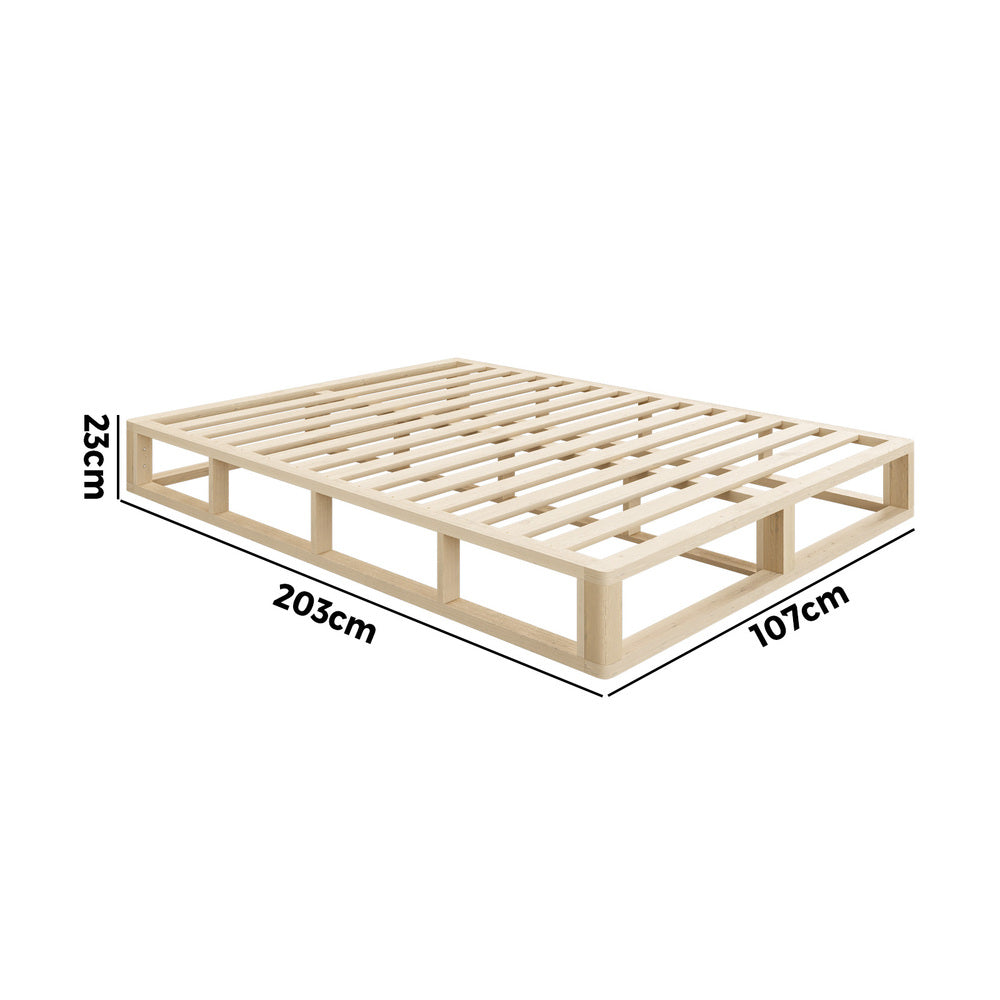Wooden Bed Frame King Single Cage-like Base