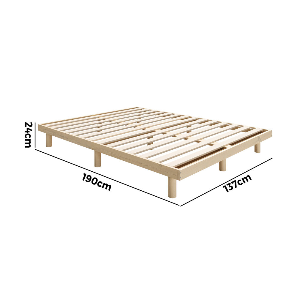 Bed Frame Double Size Bed Base Solid Wood Slats