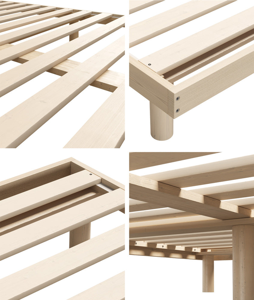 Bed Frame King Single Bed Base Solid Wood Slats