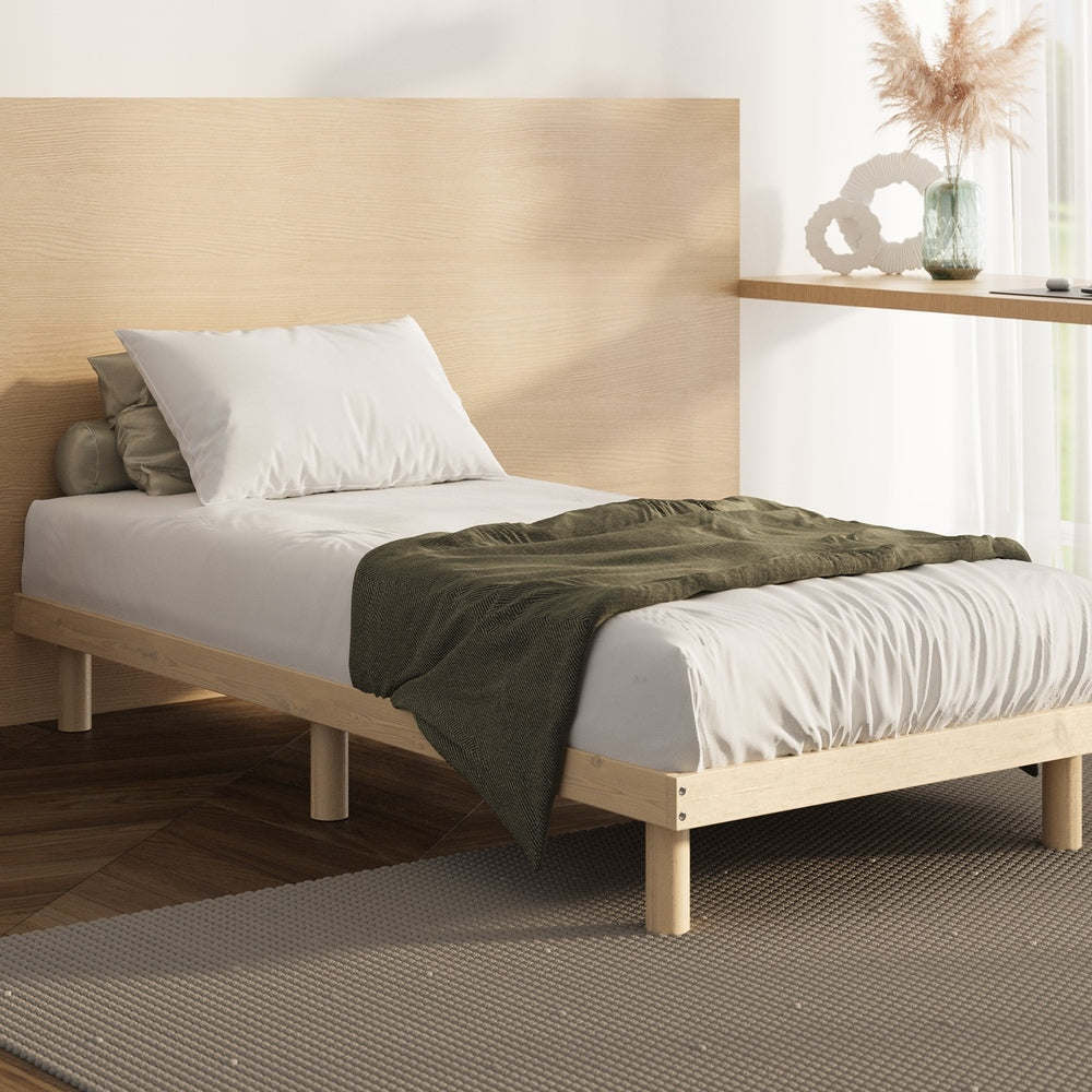 Bed Frame Single Size Bed Base Solid Wood Slats