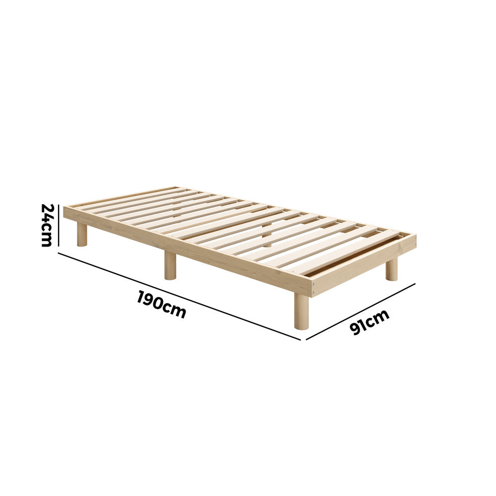 Bed Frame Single Size Bed Base Solid Wood Slats