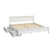 Oikiture King Wooden Bed Frame with Headboard 2 Drawers White