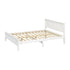 Queen Wood Bed Frame & Slatted Base Pine Headboard White