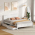 Oikiture Queen Wooden Bed Frame with Headboard 2 Drawers White