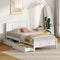 Oikiture Single Wooden Bed Frame with Headboard 2 Drawers White