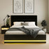 Artiss RGB LED Double Bed Frame with Beside Table Set 16 Colour Mood Lighting