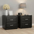 2X Bedside Table 2 Drawers Side Table Leather - CADEN Black