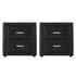 2X Bedside Table 2 Drawers Side Table Leather - CADEN Black