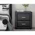 2X Bedside Table 2 Drawers Side Table Leather - CADEN Black