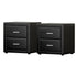 2X Bedside Table 2 Drawers Side Table Leather - CADEN Black