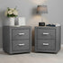2X Bedside Table 2 Drawers Side Table Fabric - CADEN Grey