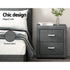 2X Bedside Table 2 Drawers Side Table Fabric - CADEN Grey
