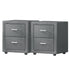 2X Bedside Table 2 Drawers Side Table Fabric - CADEN Grey