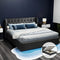 King Gas Lift Bed Frame Charcoal Faux Linen Storage Bed Base