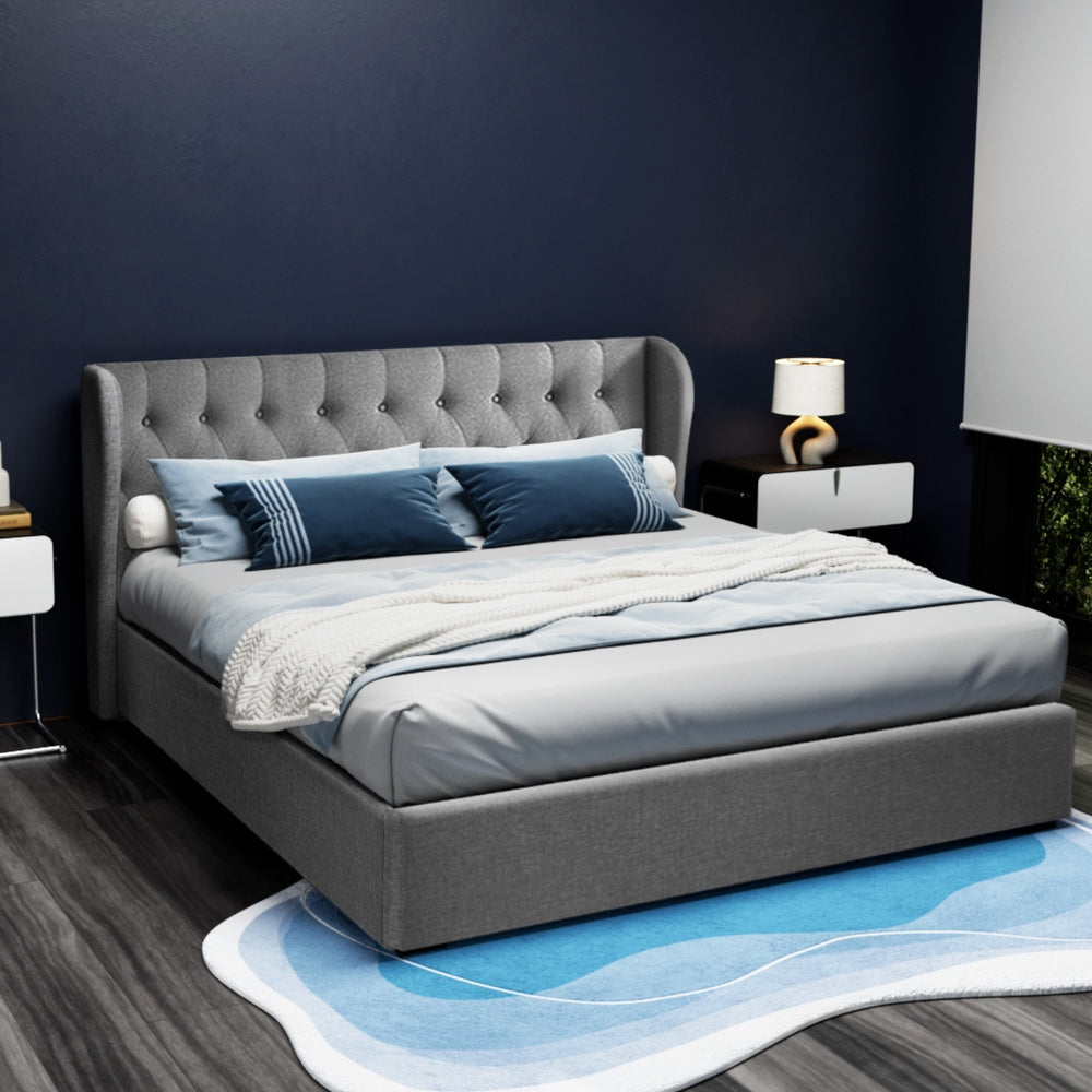 Artiss Bed Frame King Size Gas Lift Grey ISSA