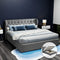 King Gas Lift Bed Frame Grey Upholstered Storage Bed with Headboard