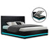 Artiss Bed Frame Double Size LED Gas Lift Black LUMI