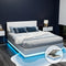 Artiss Double Gas Lift Bed Frame LED Storage PU Leather White