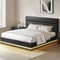 Artiss King Bed Frame Gas Lift Storage LED Light PVC Leather Black