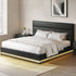 Artiss King Bed Frame Gas Lift Storage LED Light PVC Leather Black
