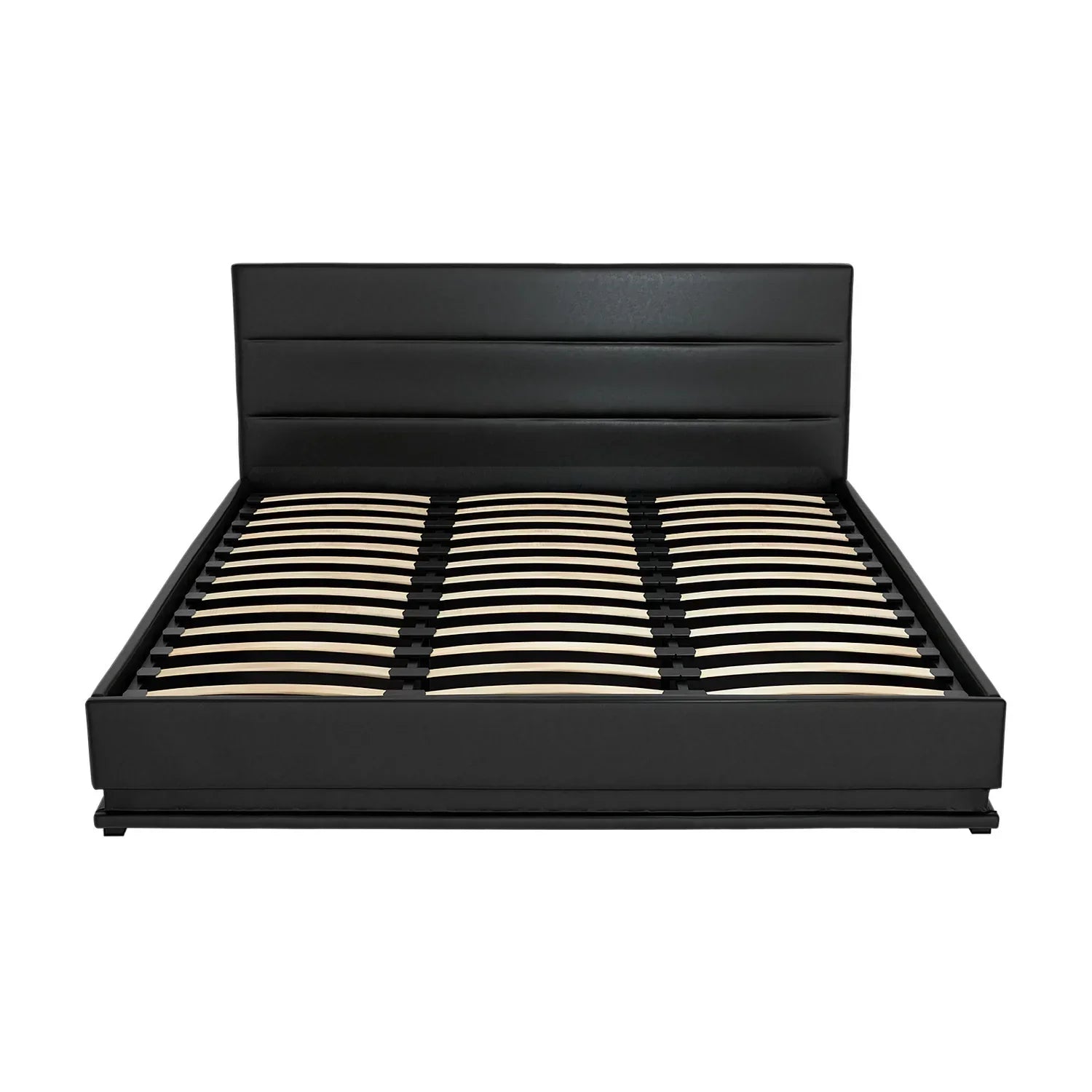 Artiss King Bed Frame Gas Lift Storage LED Light PVC Leather Black