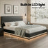 Artiss King Bed Frame Gas Lift Storage LED Light PVC Leather Black