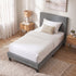 King Single Bed Frame Upholstered Wooden Slat Base Grey