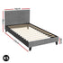 King Single Bed Frame Upholstered Wooden Slat Base Grey