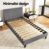 King Single Bed Frame Upholstered Wooden Slat Base Grey