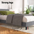 King Single Bed Frame Upholstered Wooden Slat Base Grey