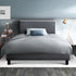 King Single Bed Frame Upholstered Wooden Slat Base Grey
