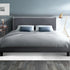 Queen Bed Frame Grey Upholstered Faux Linen Fabric Wooden Slat Base