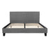 Queen Bed Frame Grey Upholstered Faux Linen Fabric Wooden Slat Base
