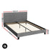 Queen Bed Frame Grey Upholstered Faux Linen Fabric Wooden Slat Base
