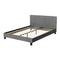 Queen Bed Frame Grey Upholstered Faux Linen Fabric Wooden Slat Base