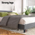 Queen Bed Frame Grey Upholstered Faux Linen Fabric Wooden Slat Base