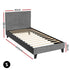 Single Bed Frame Upholstered Grey Linen Wooden Slat Base Neo Bed