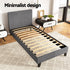 Single Bed Frame Upholstered Grey Linen Wooden Slat Base Neo Bed
