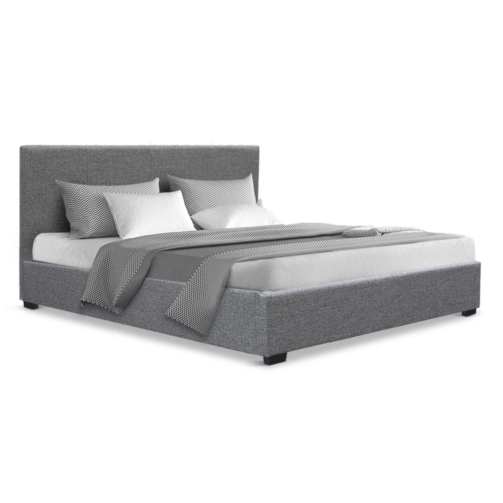 Nino Bed Frame Fabric - Grey Double