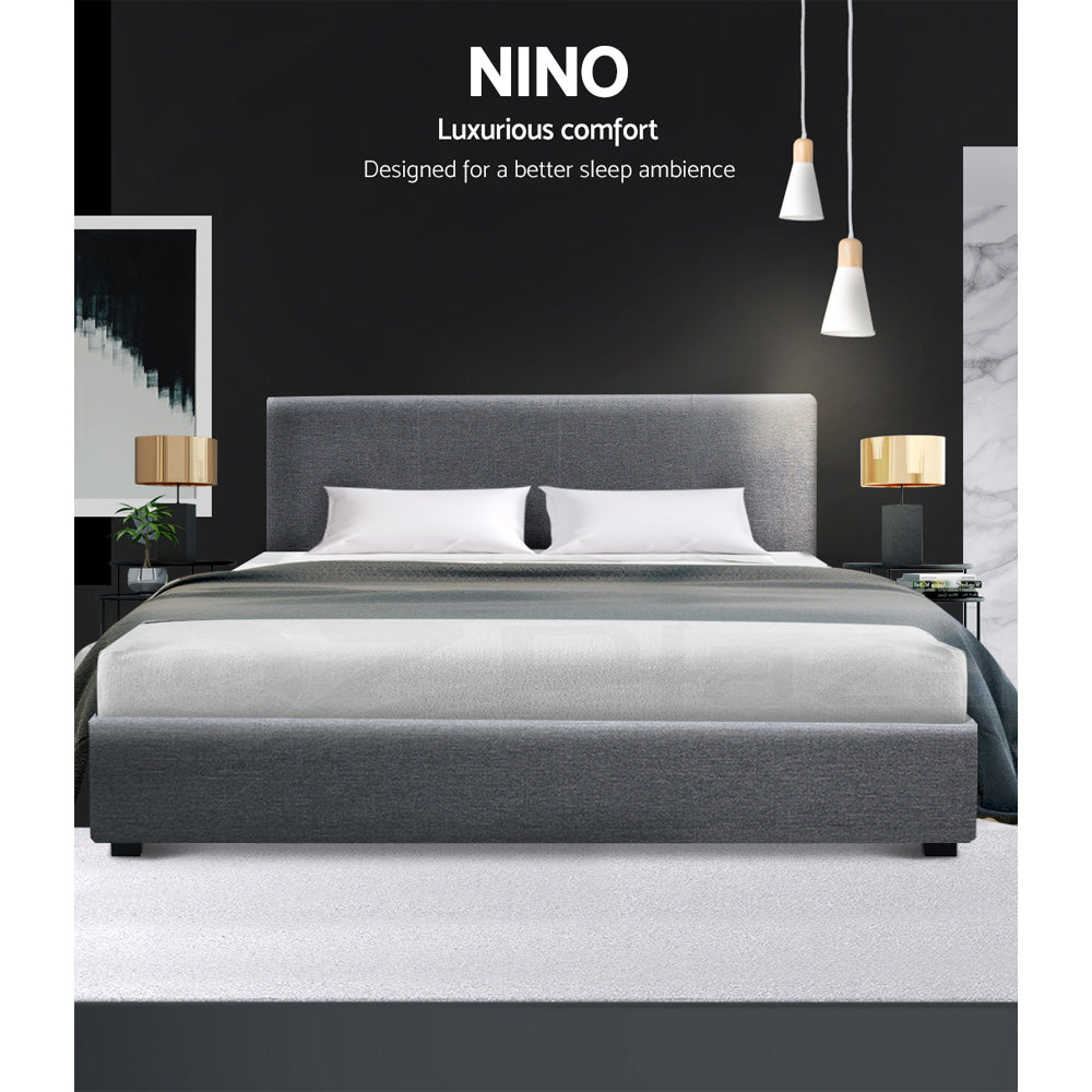 Artiss Bed Frame Double Size Gas Lift Grey NINO