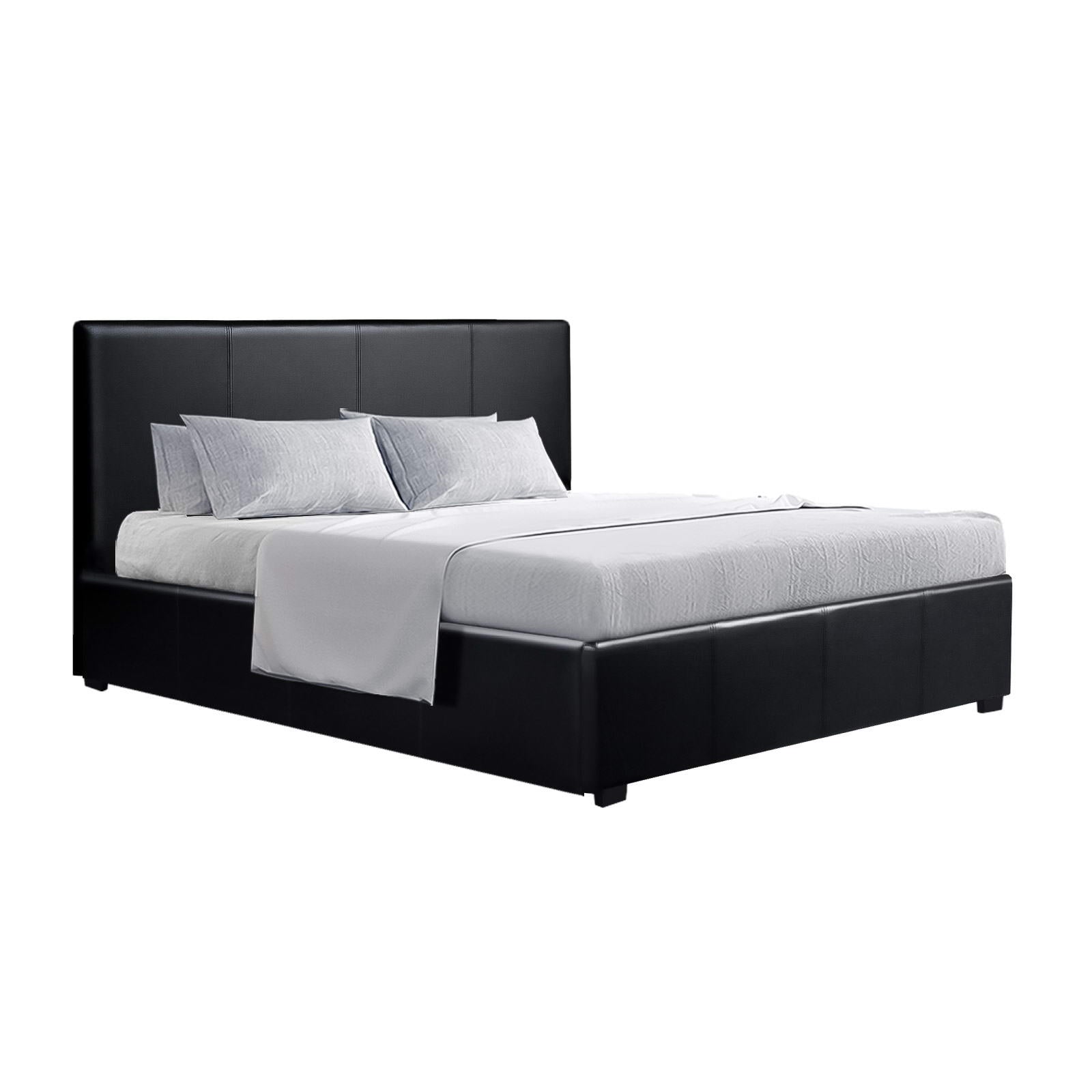 Nino Bed Frame PU Leather - Black Queen