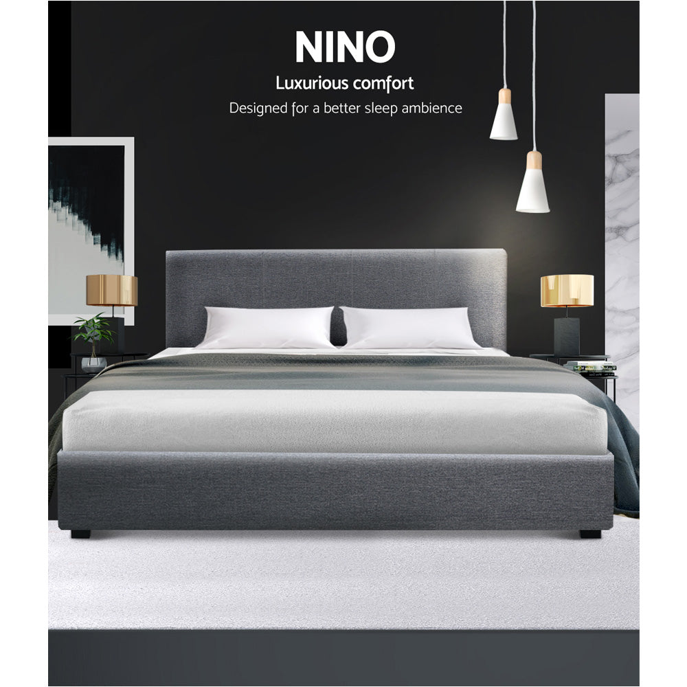 Bed Frame Queen Size Gas Lift Base -NINO Grey