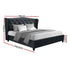 King Size Pier Bed Frame Upholstered Tufted Wing Headboard Charcoal