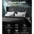 King Size Pier Bed Frame Upholstered Tufted Wing Headboard Charcoal