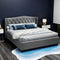 King Bed Frame Upholstered Linen Wingback Tufted Headboard Grey