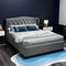 Artiss Queen Bed Frame Tufted Linen Upholstered Grey Steel Slat Base