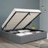 Double Gas Lift Bed Frame Storage Linen Upholstered Grey