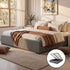 Artiss King Gas Lift Bed Frame Storage Base Linen Upholstered Grey 215x190cm