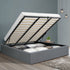 Artiss King Gas Lift Bed Frame Storage Base Linen Upholstered Grey 215x190cm